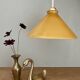 Suspension lampshade in yellow and white opaline