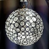 Magnificent modern suspension of very good quality, Sputnik type. Chrome steel, crystal pendants
