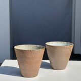 Lot de 2 tasses / mug en céramique indonésienne (mat brun)