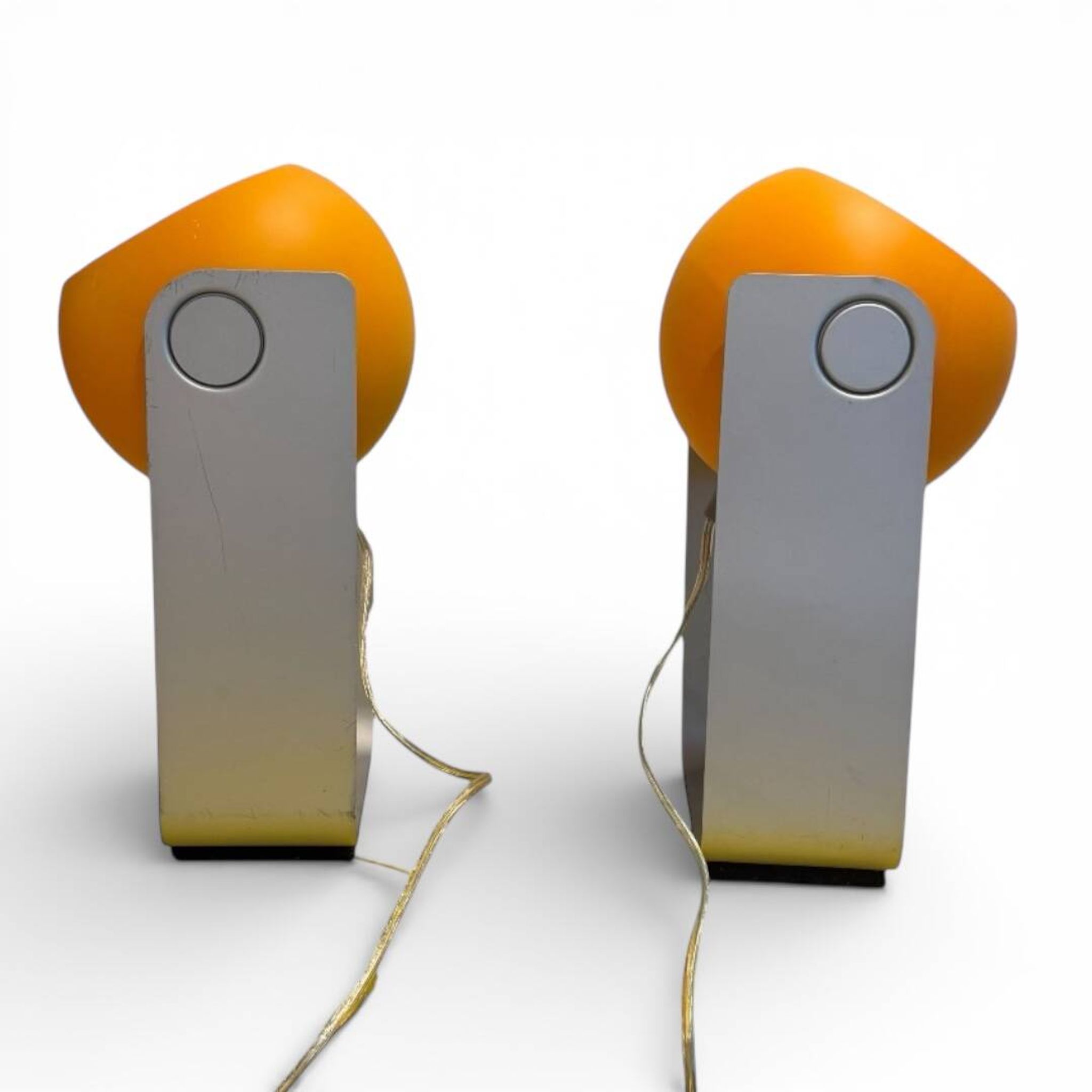 Pair of Space Age orange eyeball lamps by Massive Belgium