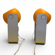 Pair of Space Age orange eyeball lamps by Massive Belgium