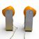 Pair of Space Age orange eyeball lamps by Massive Belgium