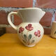 Old Service Juice Jug + 6 White Ceramic Glasses with Flower Wine Decor