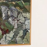 Swedish Oil On Canvas Painting "Composition in Green" - Vintage & Framed