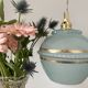 Vintage art deco tulip pendant light in blue and gold glass