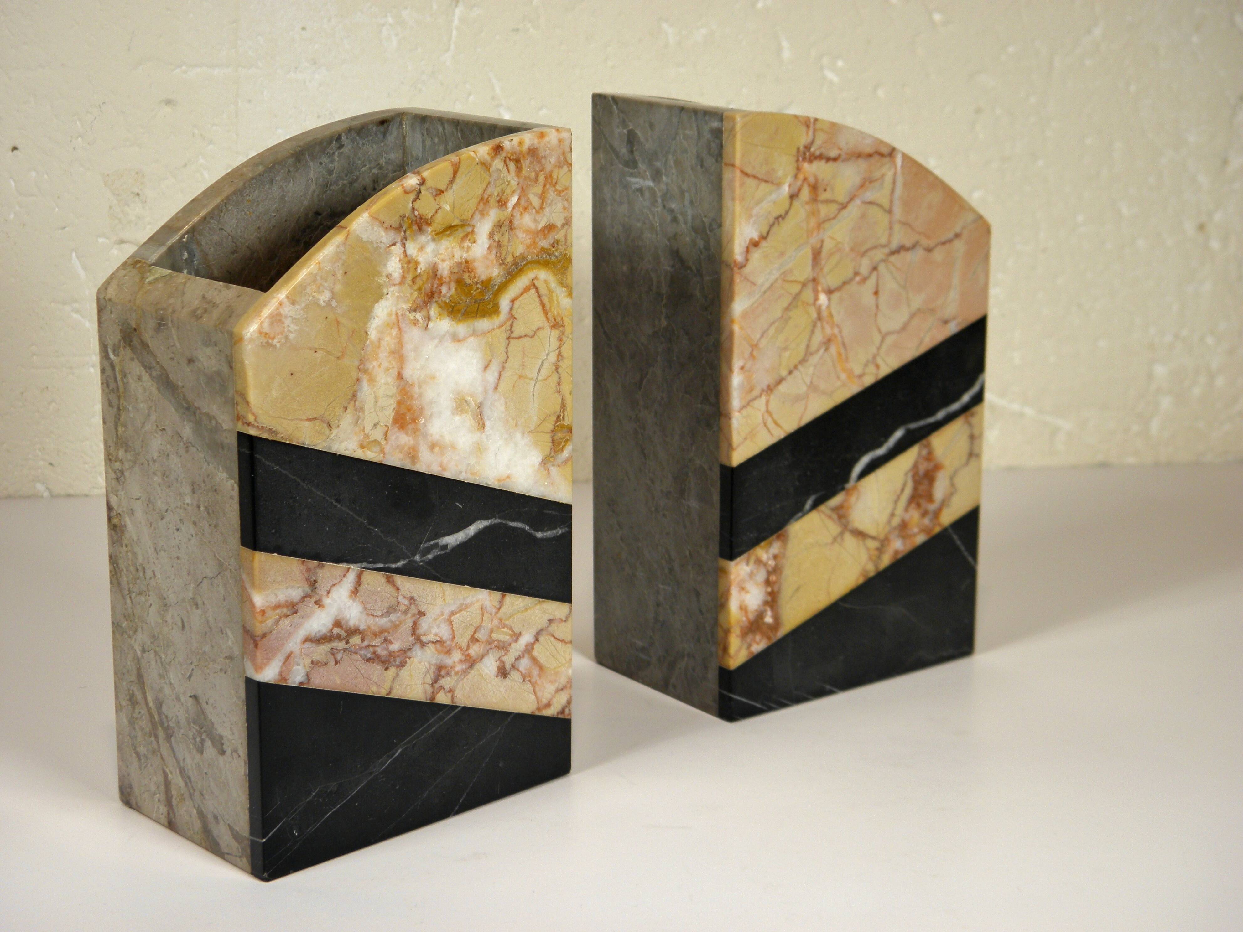 Pair of art deco marble bookends