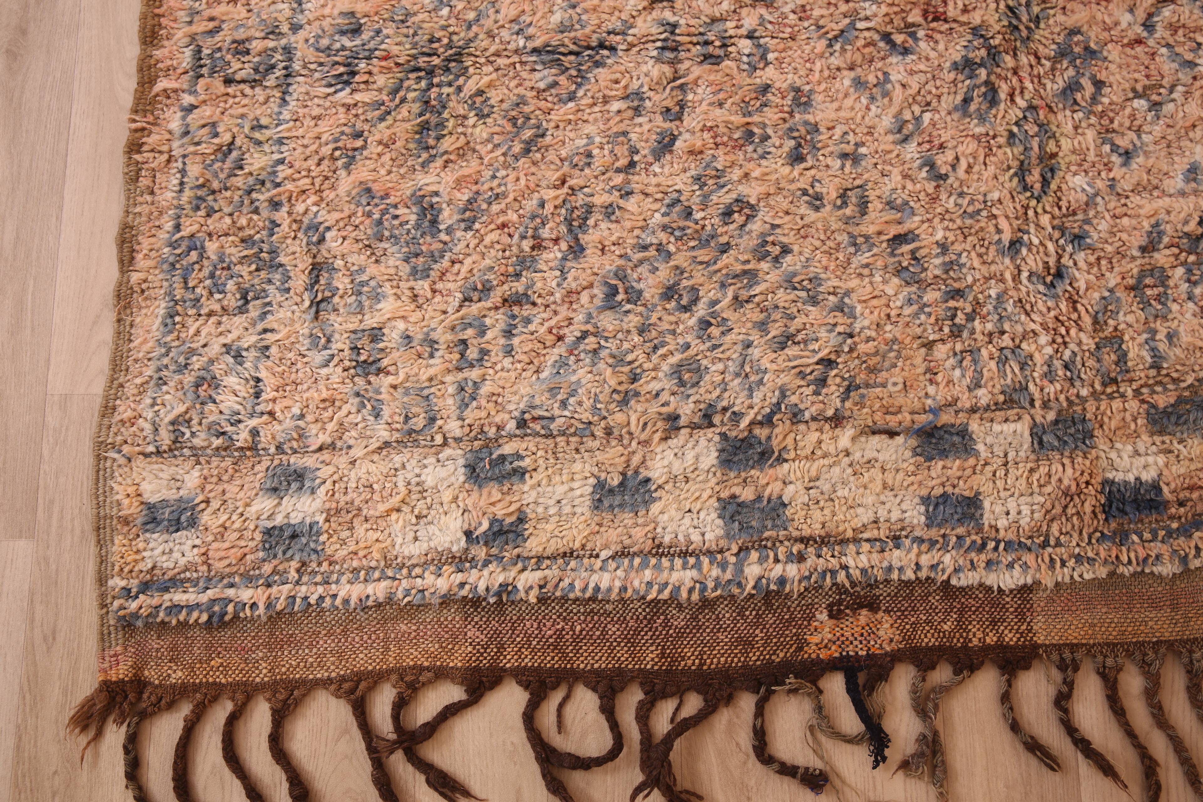 Peach Vintage Moroccan Wool Rug 188 x 317 cm , Berber Rug Handmade, Unique