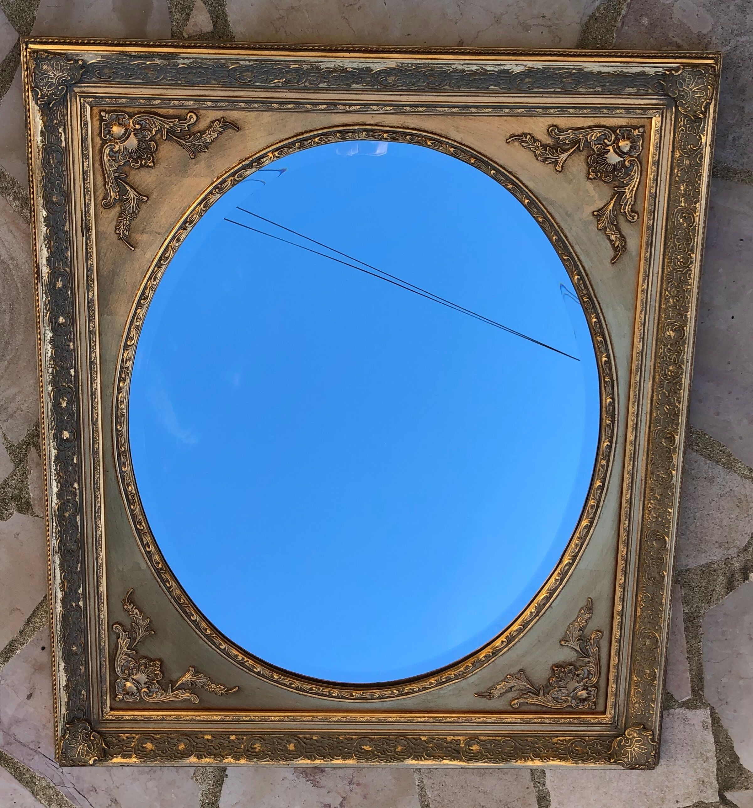 Golden wooden mirror 67 x 77 cm