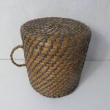 old woven straw stool