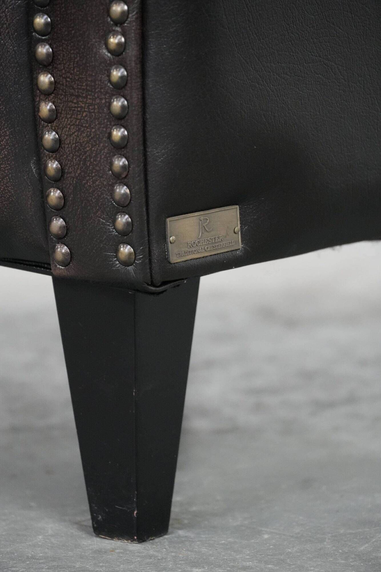 Luxury dark cowhide Chesterfield club armchair in English style