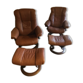 Paire de fauteuils inclinables de relaxation avec repose-pied
