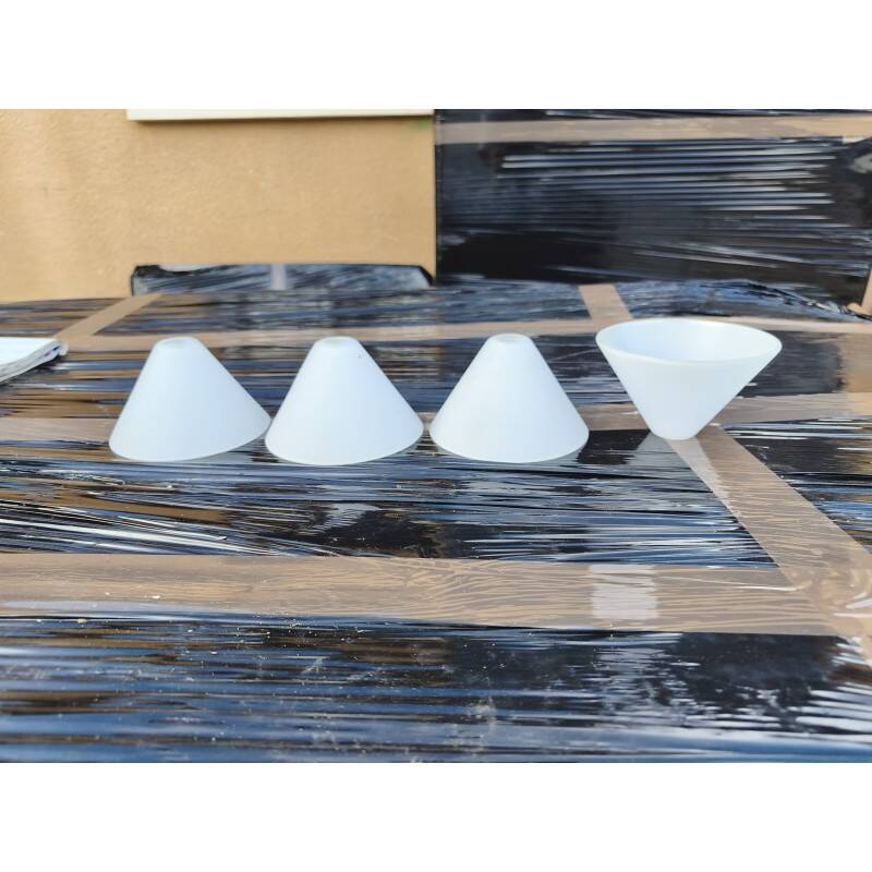 4 white opaline glass tulips from the 1960s