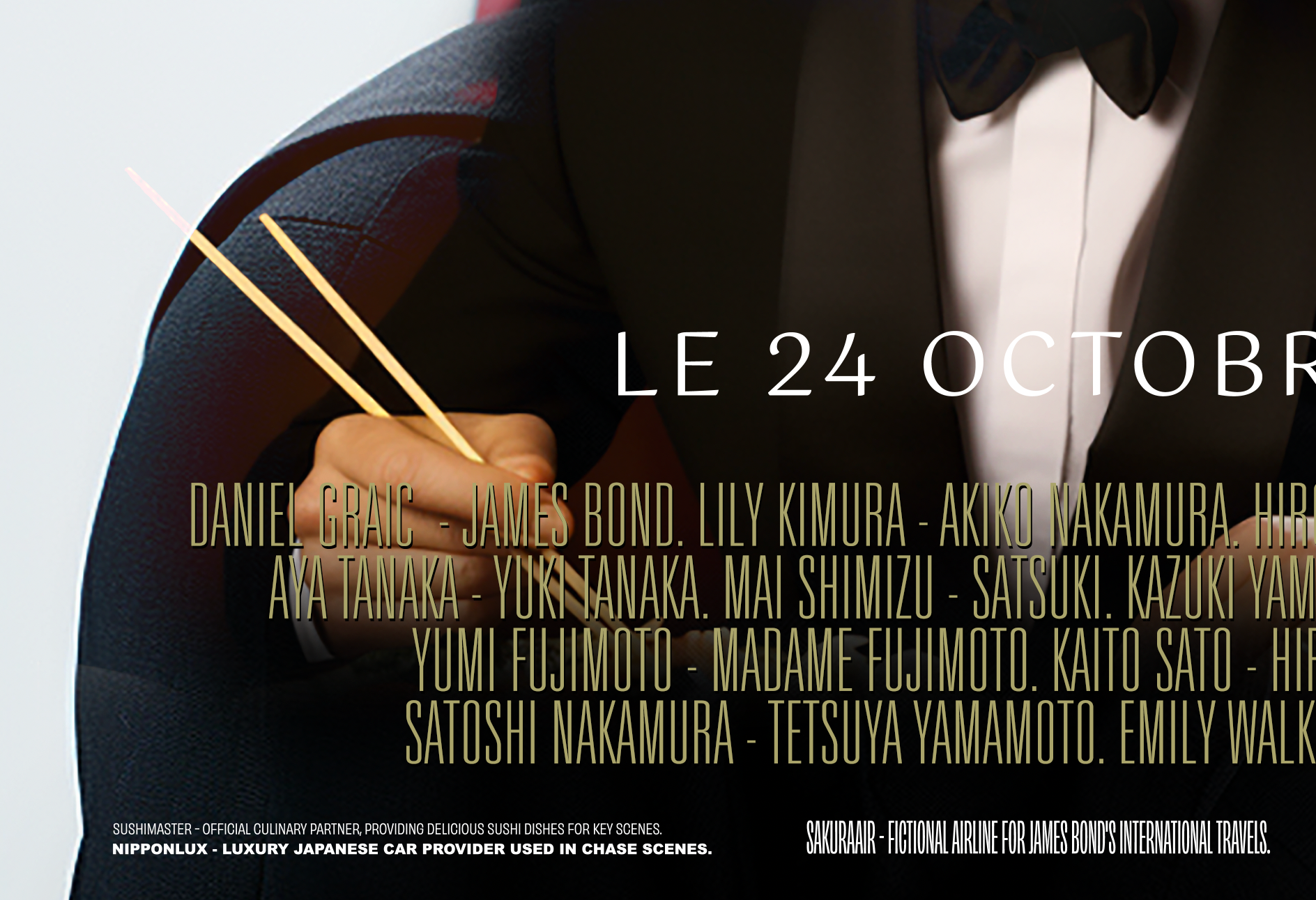 Parodic 50x70cm James Bond poster generated by AI, composed by the gallery.