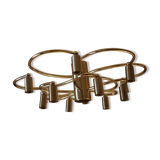 Mid century two-tier brass spiral 12 light chandelier by Helestra, 1970