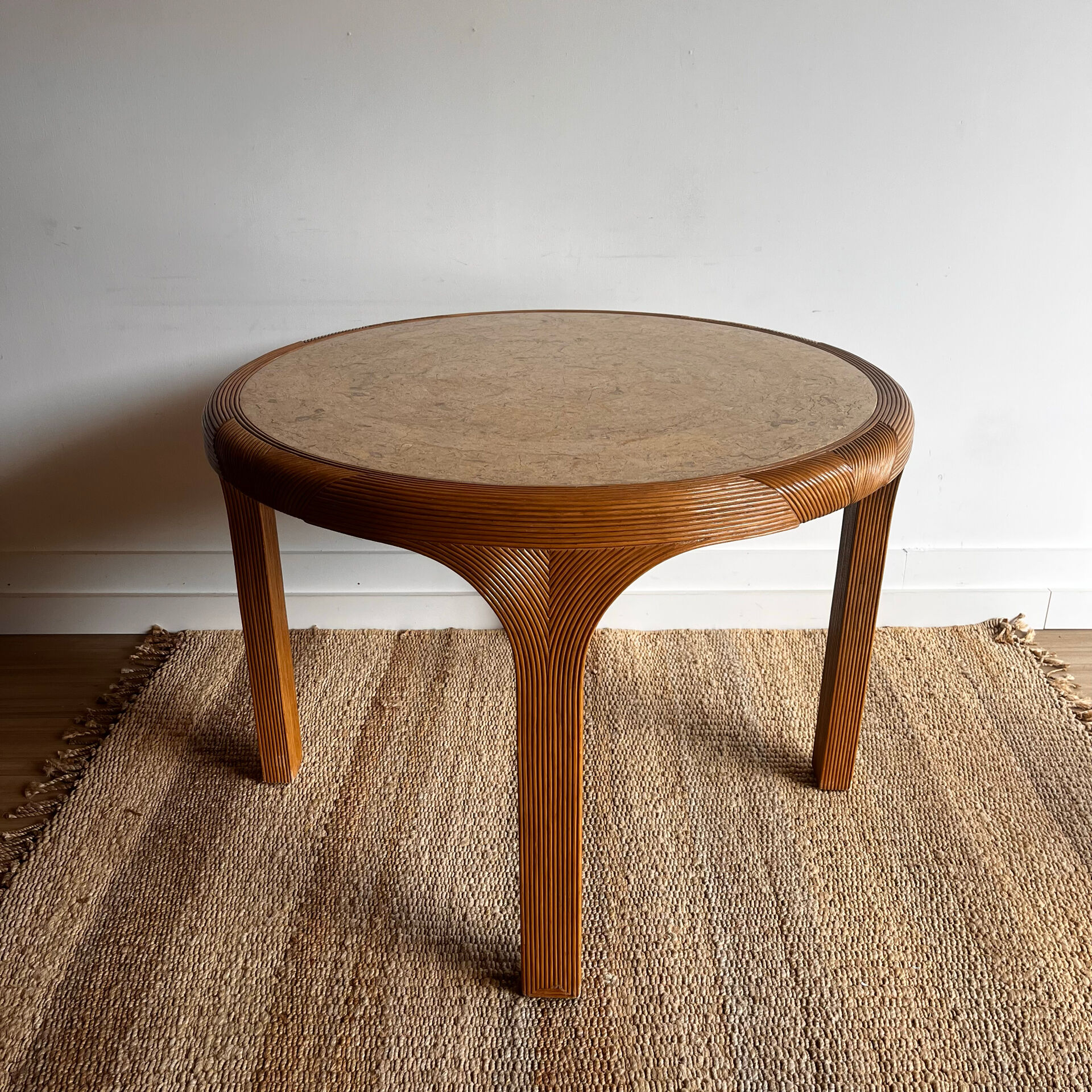 Vivai del Sud rattan dining table — Italy, 1970s