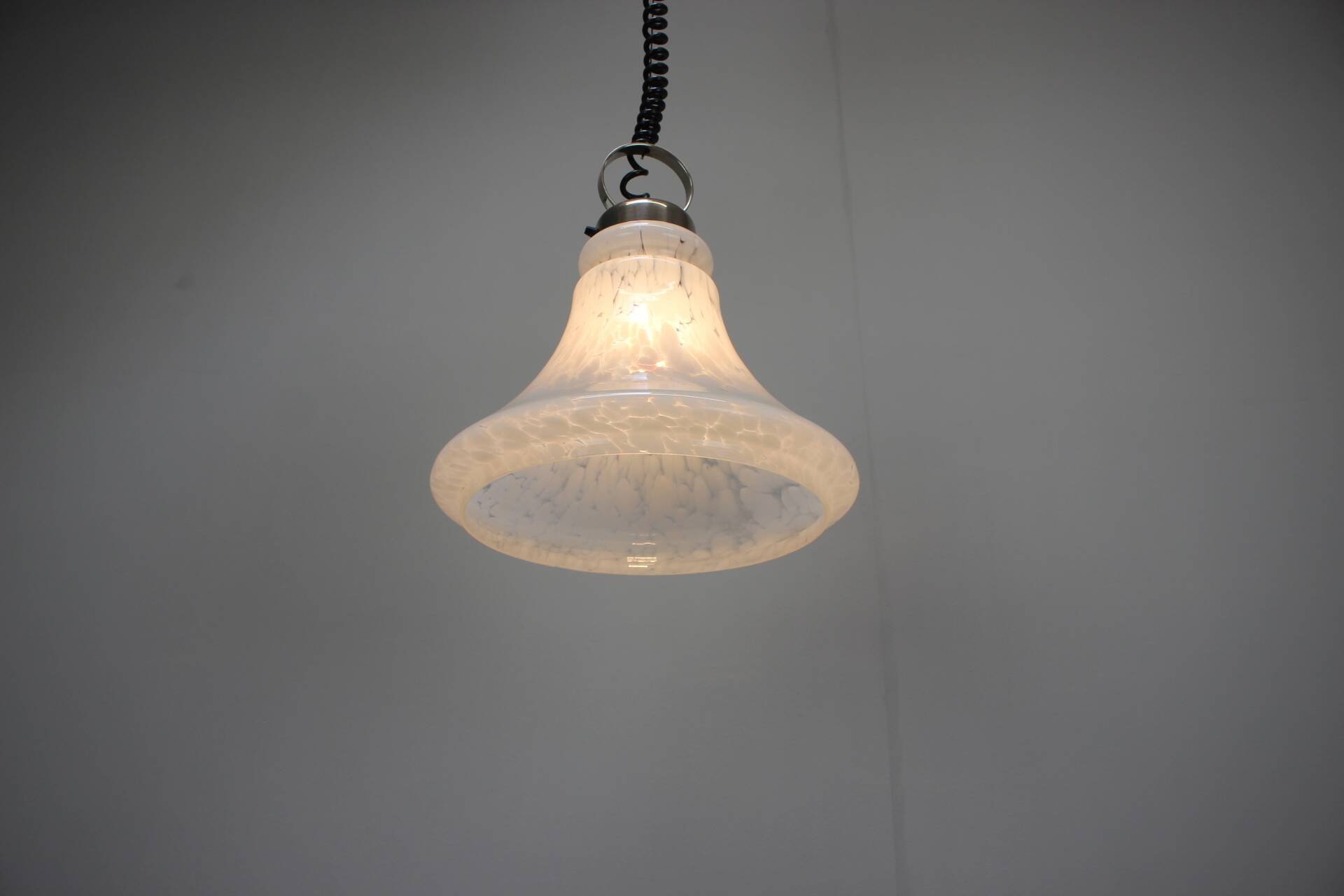1970s Czechoslovak Mid-Century Glass Pendant Lamp with Marbled Shade