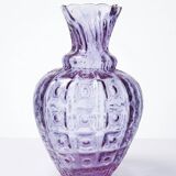 Empoli vase in Alexandrite glass, transitioning from blue to pink, large textured model from the years.