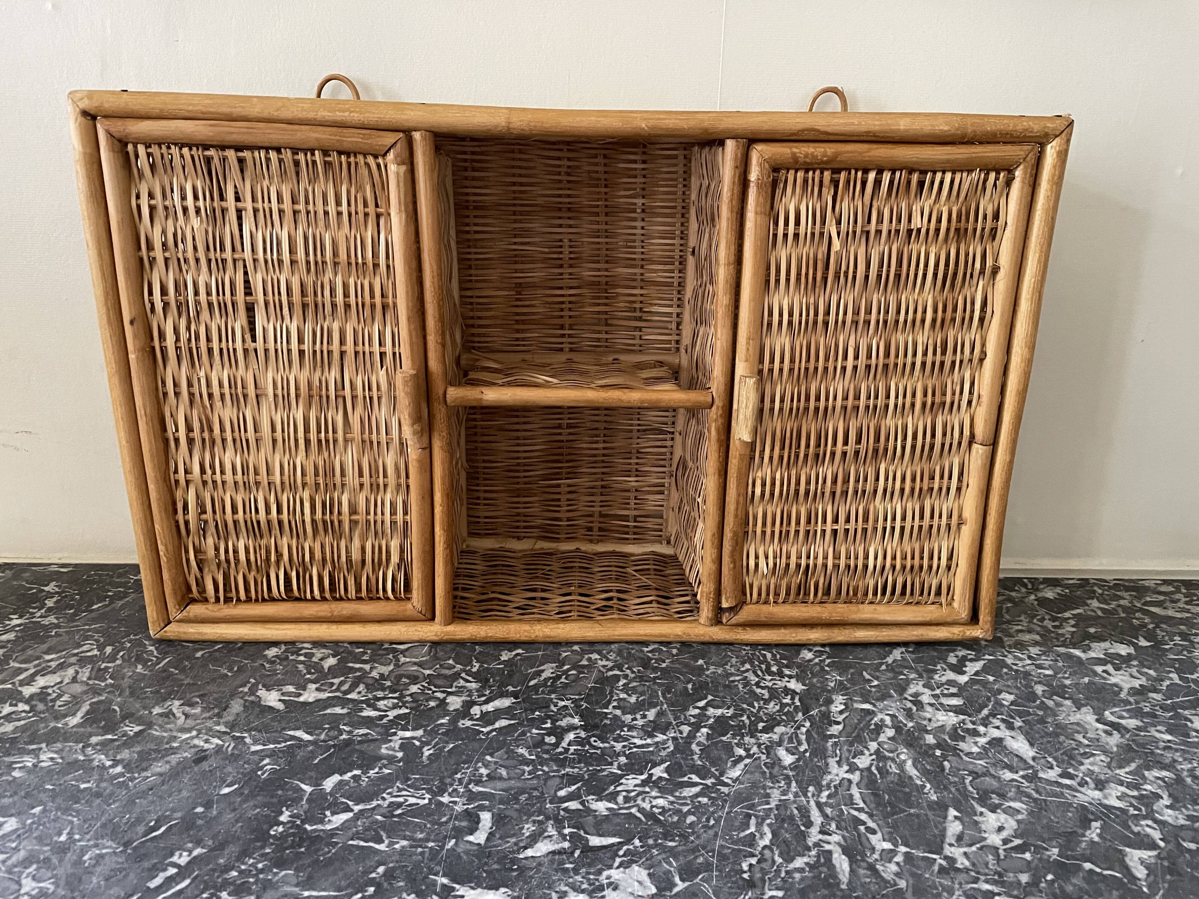 Bamboo and rattan shelf 2 doors