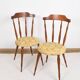 Pair of chairs in turned wood and fabric, vintage, dating from 1960.