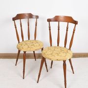 Pair of chairs in turned wood and fabric, vintage, dating from 1960.