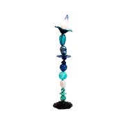 Set of three sculptural multicoloured glass floor lamps in a modernist style.