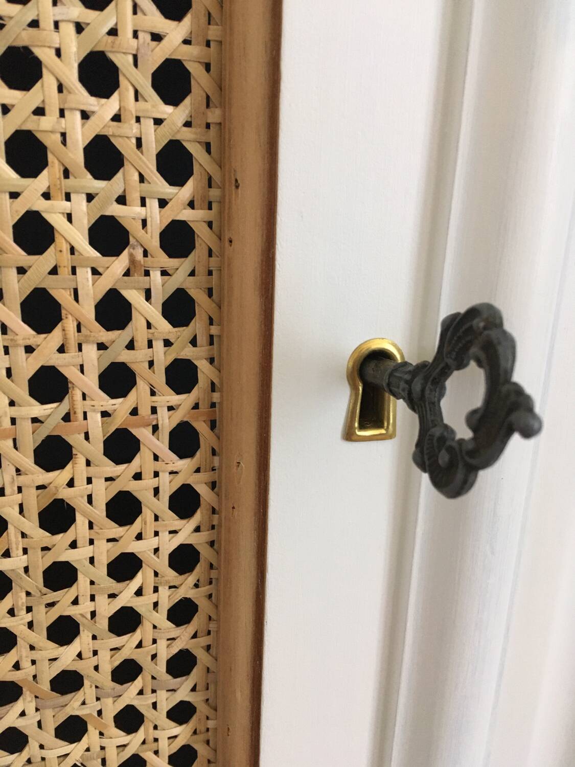 Wood and rattan dresser