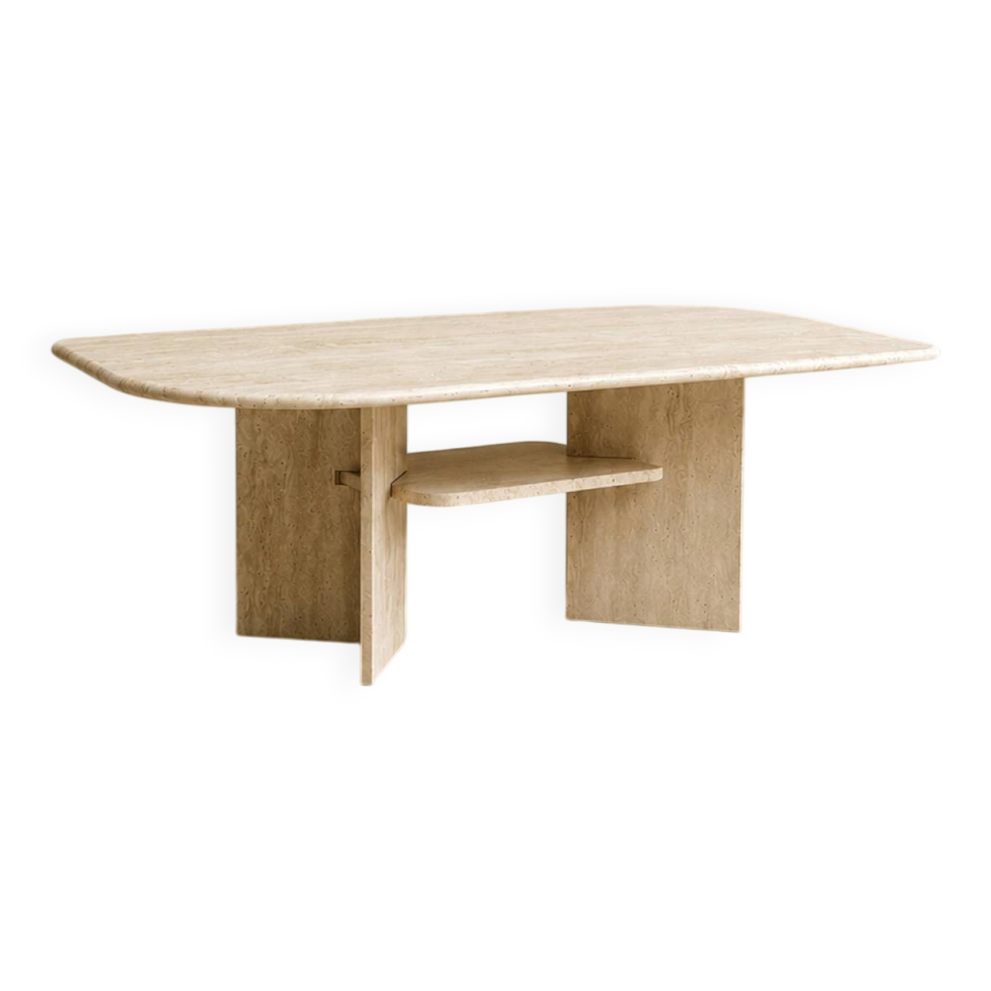 Vintage sculptural coffee table in travertine, 1980s.