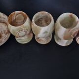 Jade egg cups and bowl 70'