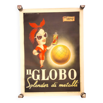 Affiche originale Il Globo Splendor di Metalli entoilée, 1949