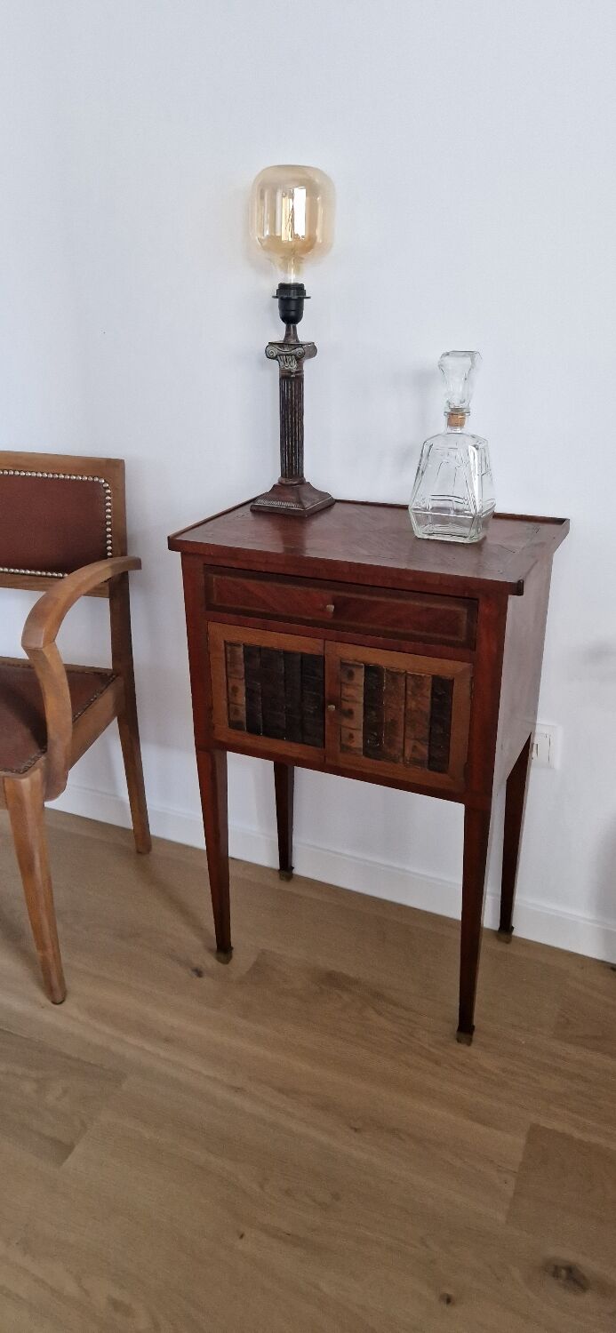Directory style marquetry side table