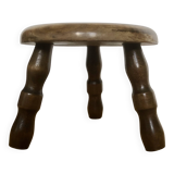 Low tripod stool in solid wood