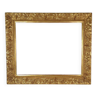 Old frame floral decor wood gilded stucco gold leaf 62x52 rebate 50x40 cm