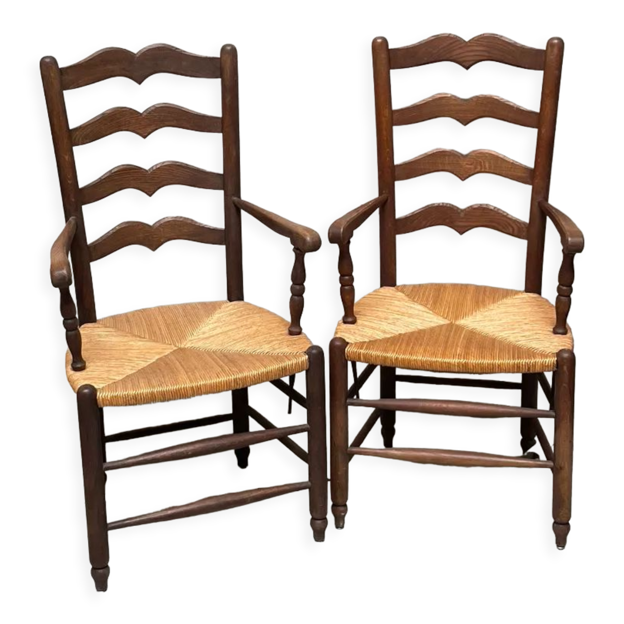 Pair of straw armchairs