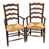 Pair of straw armchairs