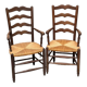 Pair of straw armchairs