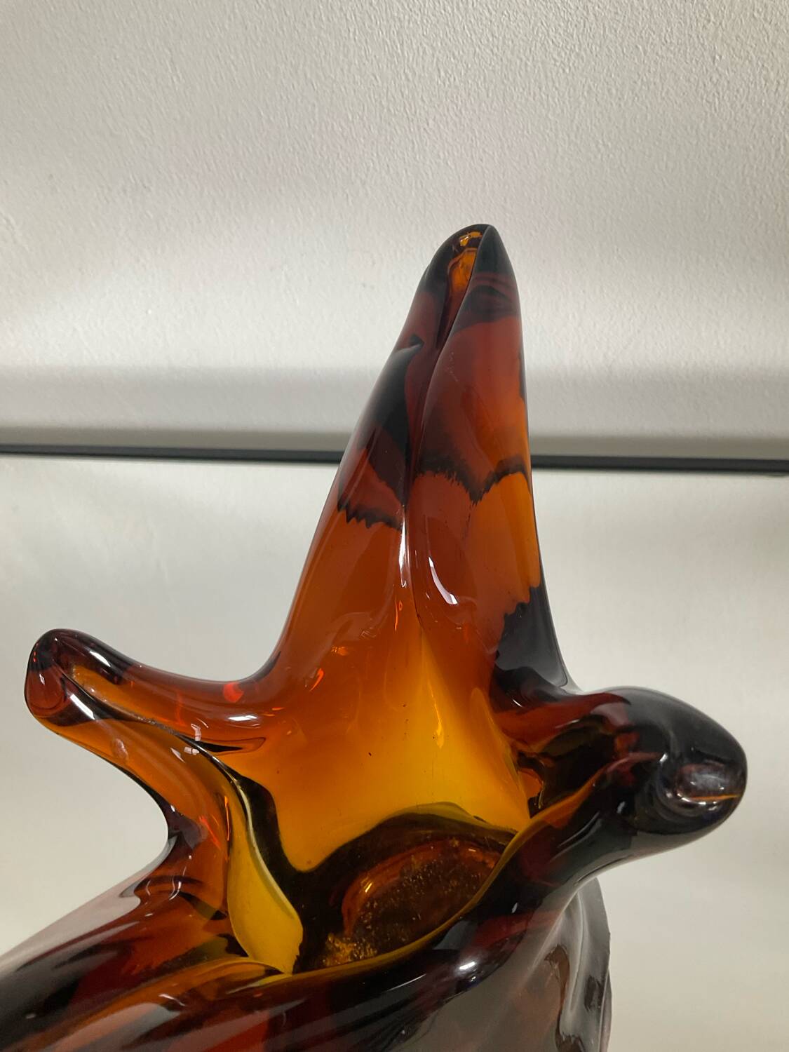 Duo de vases vintage en pâte de verre ambré