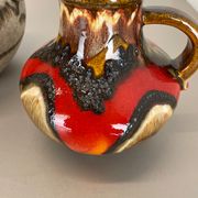 Set of Two Pottery Fat Lava Vases "Multi-Color" by Scheurich, Germany, 1970s