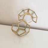 Vintage glass and brass jewelry box