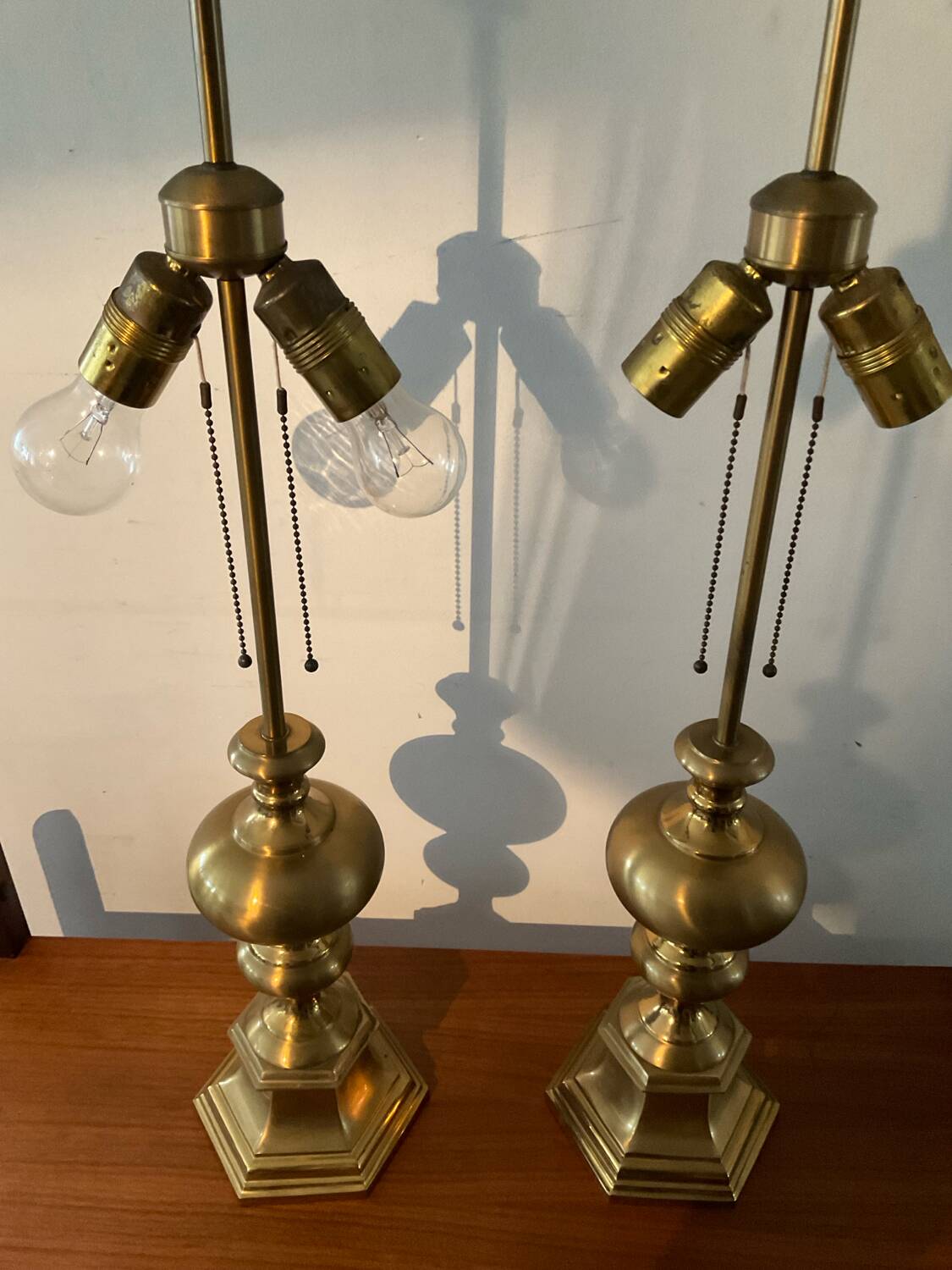 Pair of vintage bronze and brass lamps