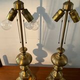 Paire de lampes vintage en bronze et laiton