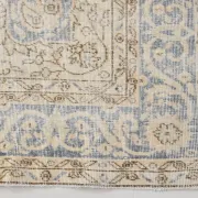 Turkish Pale Yellow & Pale Blue Vintage Rug, Oriental Pattern Wool Carpet