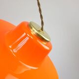 Mid-Century Modern Italian Orange Glass and Brass Pendant Lamp
