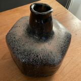 Black ceramic vase and galaxy, signed