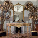 Console with 4 legs from the end of the 19th century in gilded wood in the Louis XVI style.
