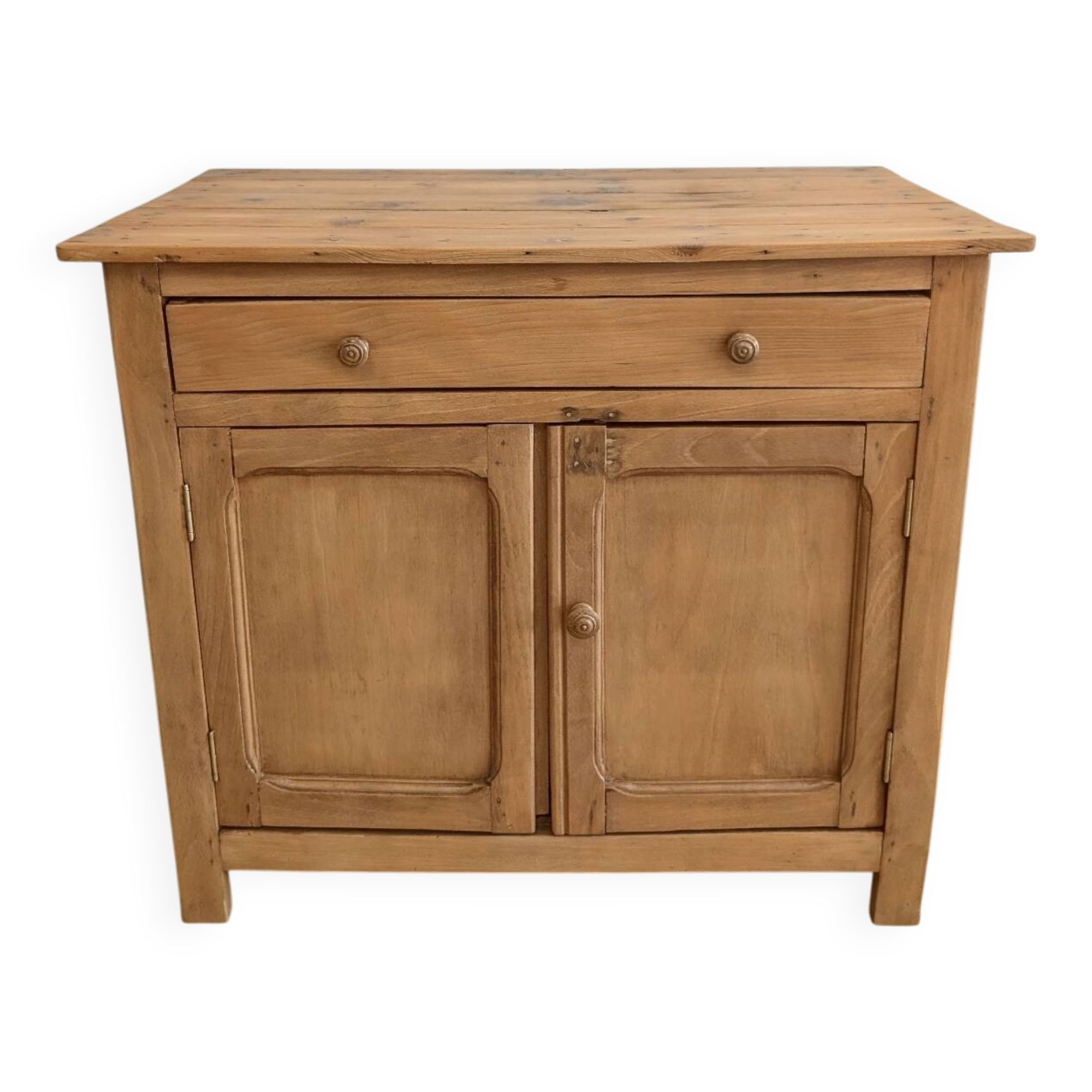 Vintage wooden renovated sideboard, 2 doors and 1 drawer.
