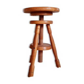 Adjustable antique wooden stool