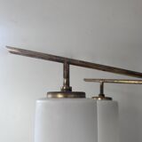 Vintage Italian ceiling light, brass and opaline, 1950
