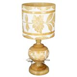 Alabaster Table Lamp with Floral Decorations from the 1980s