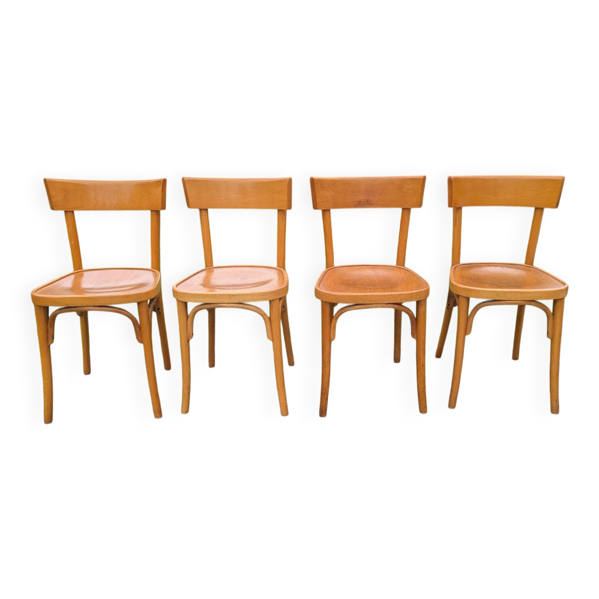 Set of four bentwood bistro chairs.