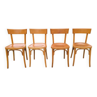 Ensemble de quatre chaises bistrot bistro bois-courbé.